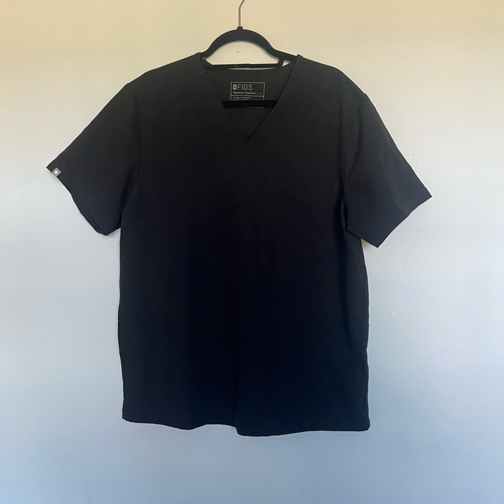 FIGS Men's Black V-Neck Scrubs Top